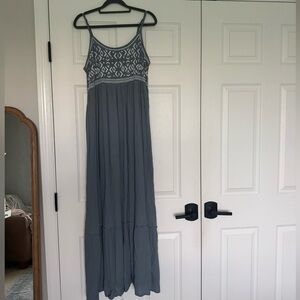 Blue Maxi Dress with embroidered detail